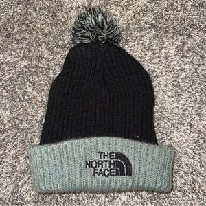 TNF The North Face Heritage Ski Tuke Hat Black Gray Pom Winter Snow Toque